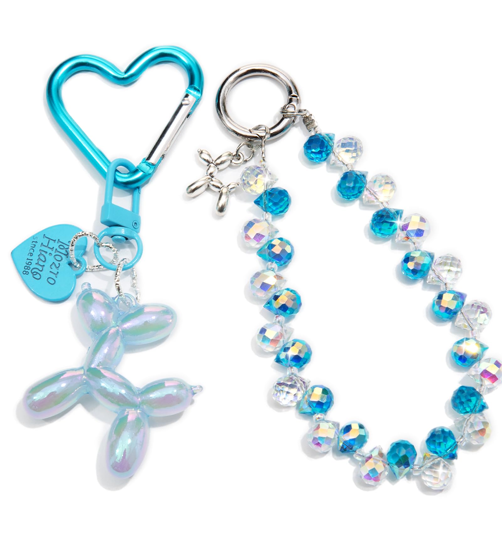 Bag Charms Balloon Dog Keychains for Women Cute Bling Keychain Wristlet, Girly Key Chain Accessories for Handbag Purse