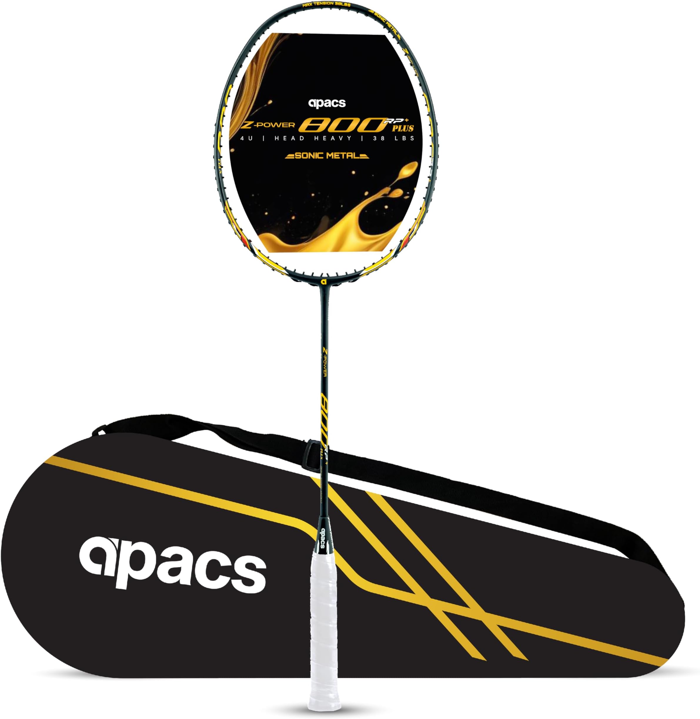 Z-Power 800 RP+ (38LBS, 100% Japan Made Graphite) 4U | Head Heavy Unstrung Badminton Racquet with Sonic Metal Tech (Ideal for Intermediate and Advance Players) | Badminton Racket with Full Cover