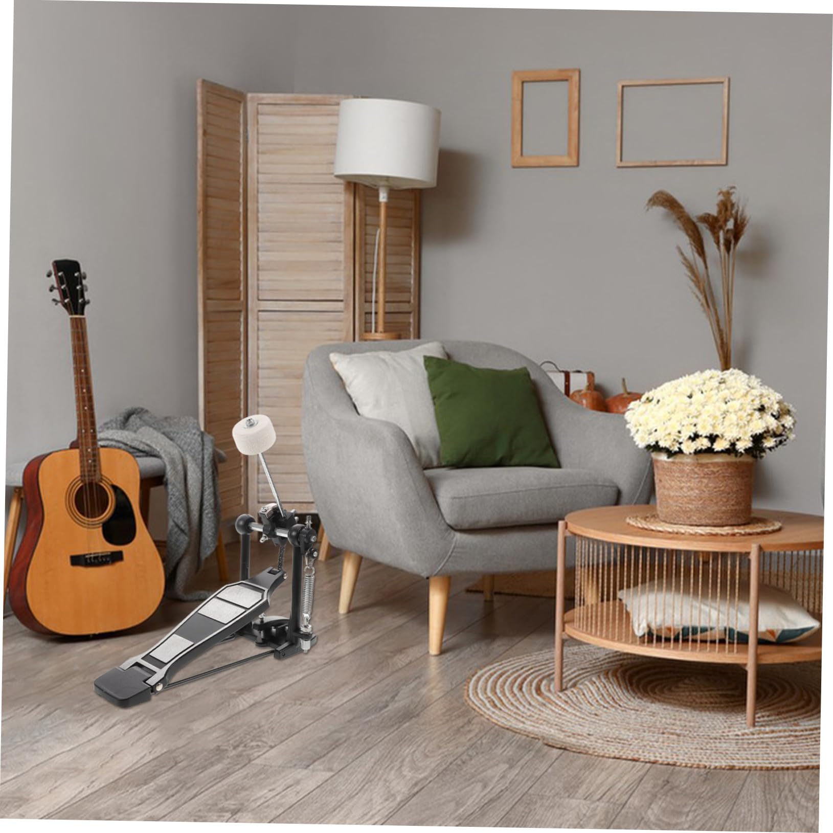 Pedale per Grancassa in Lega di Alluminio per Batteria Acustica e Jazz, Design Antiscivolo Portatile con Chiave per Tamburo, per Esercitazioni e Performance