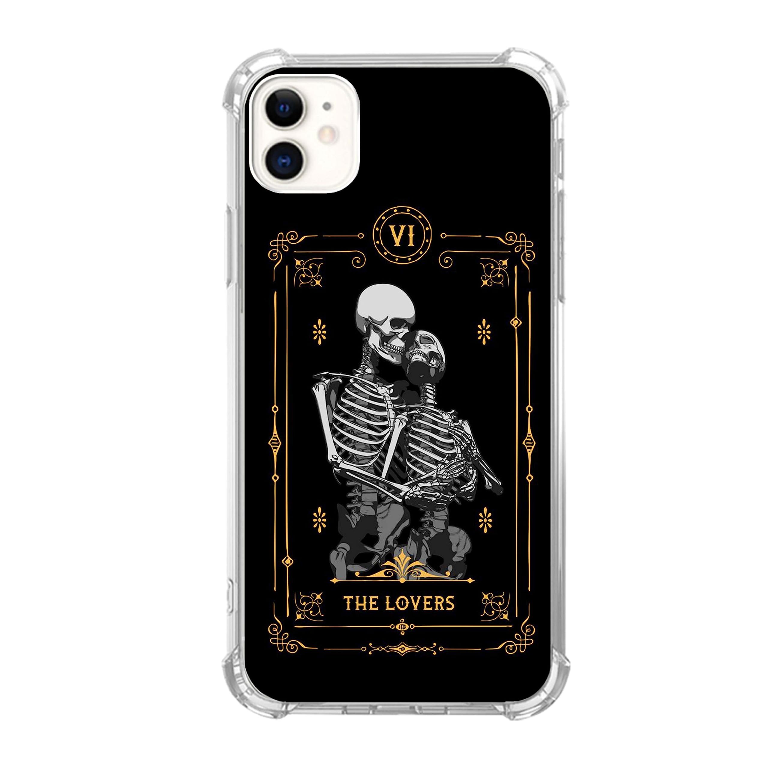 The Lover Skull Tarot Phone Case Compatible with iPhone 12/iPhone 12 Pro, Goth Skeleton Lovers Cover for Men Girls Women Boys, Shockproof Protective