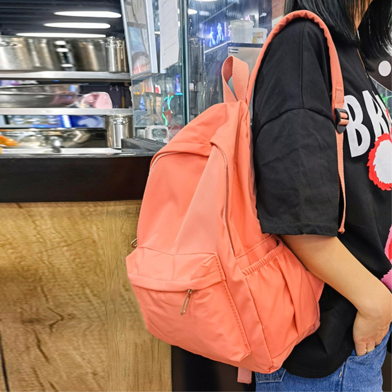 WANGSHUO Bolsa Mochila De Nylon Resistente Al Agua Color Sólido Bolsillo Múltiple Gran Capacidad para Viajes Escolares Salidas Cotidianas