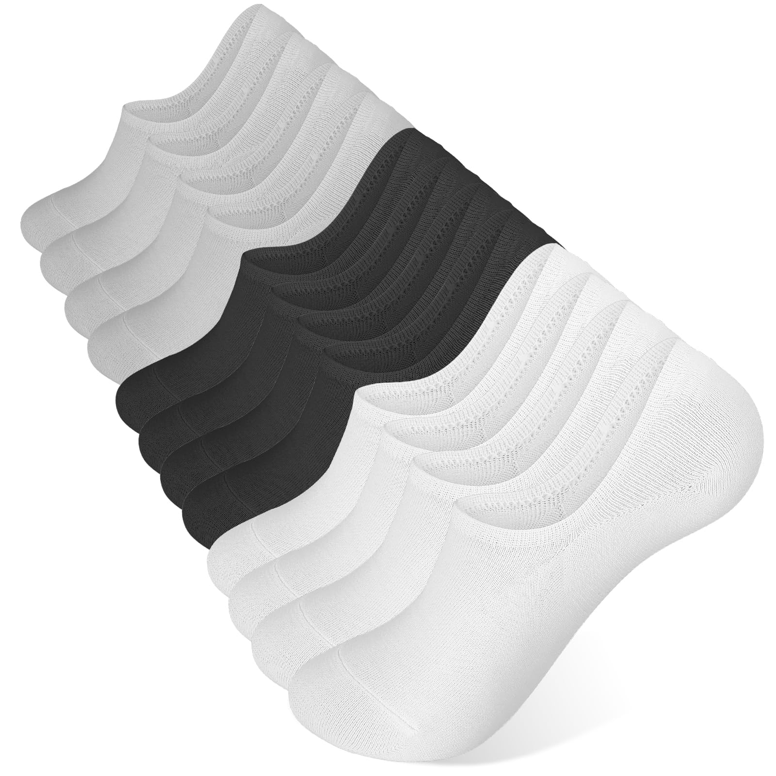 Telooco Calcetines de Hombre 6 Pares Transpirables Calcetines Deportivos de Tobillo Calcetines de Algodón de Corte Bajo con Tiras Antideslizantes Invisibles Cortos Calzado de Hombre