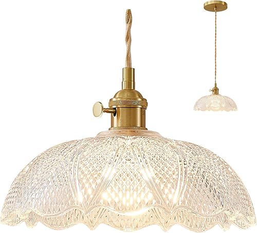 Lámpara colgante, 9.8 pulgadas, luces colgantes de isla de cocina, cable trenzado, lámpara colgante de flores, lámpara colgante vintage, lámpara