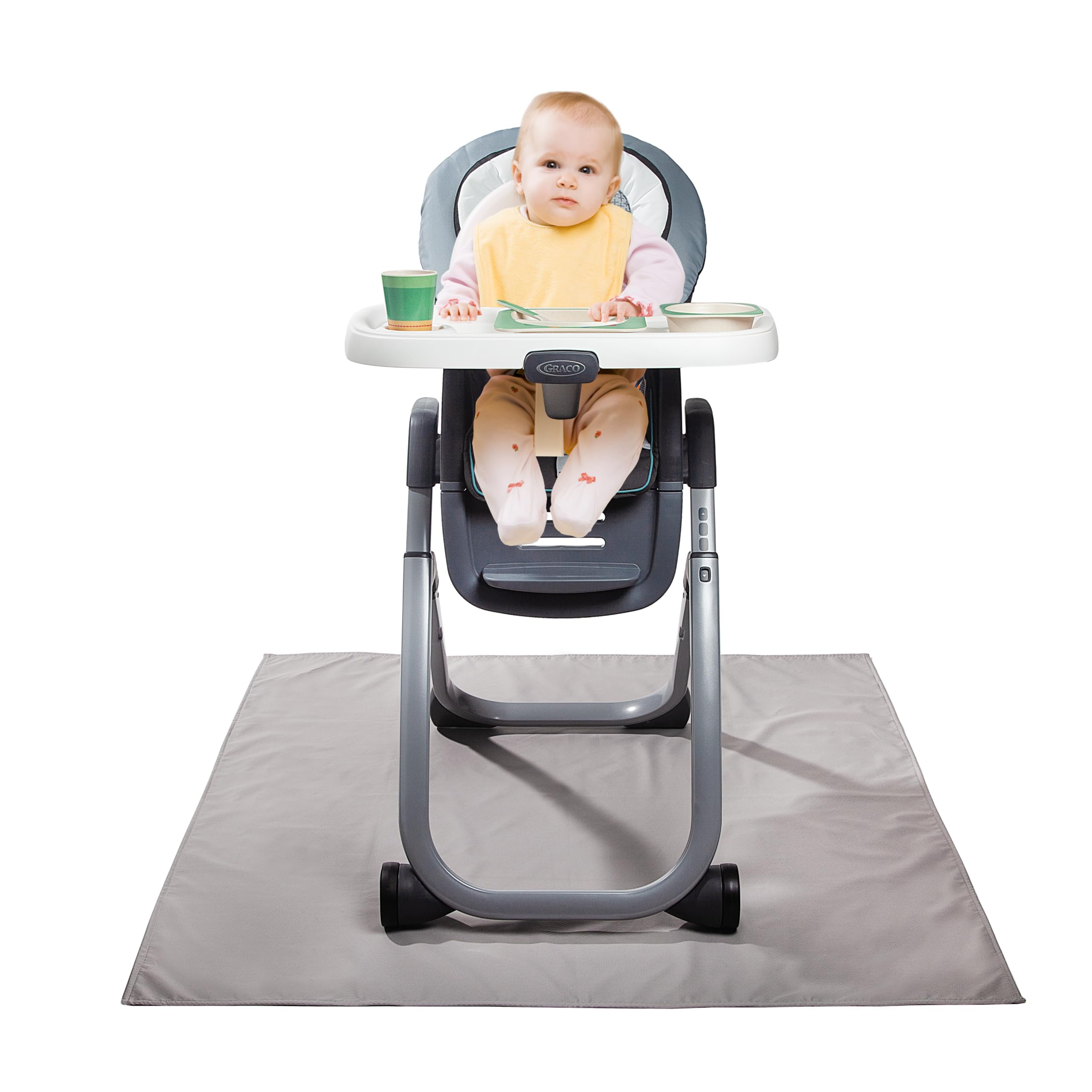 Graco Splat Mat for Under High Chair and Arts and Crafts, 50" X 50" Baby Anti-Slip Food Splash and Spill Mat for Eating Mess, Waterproof Floor