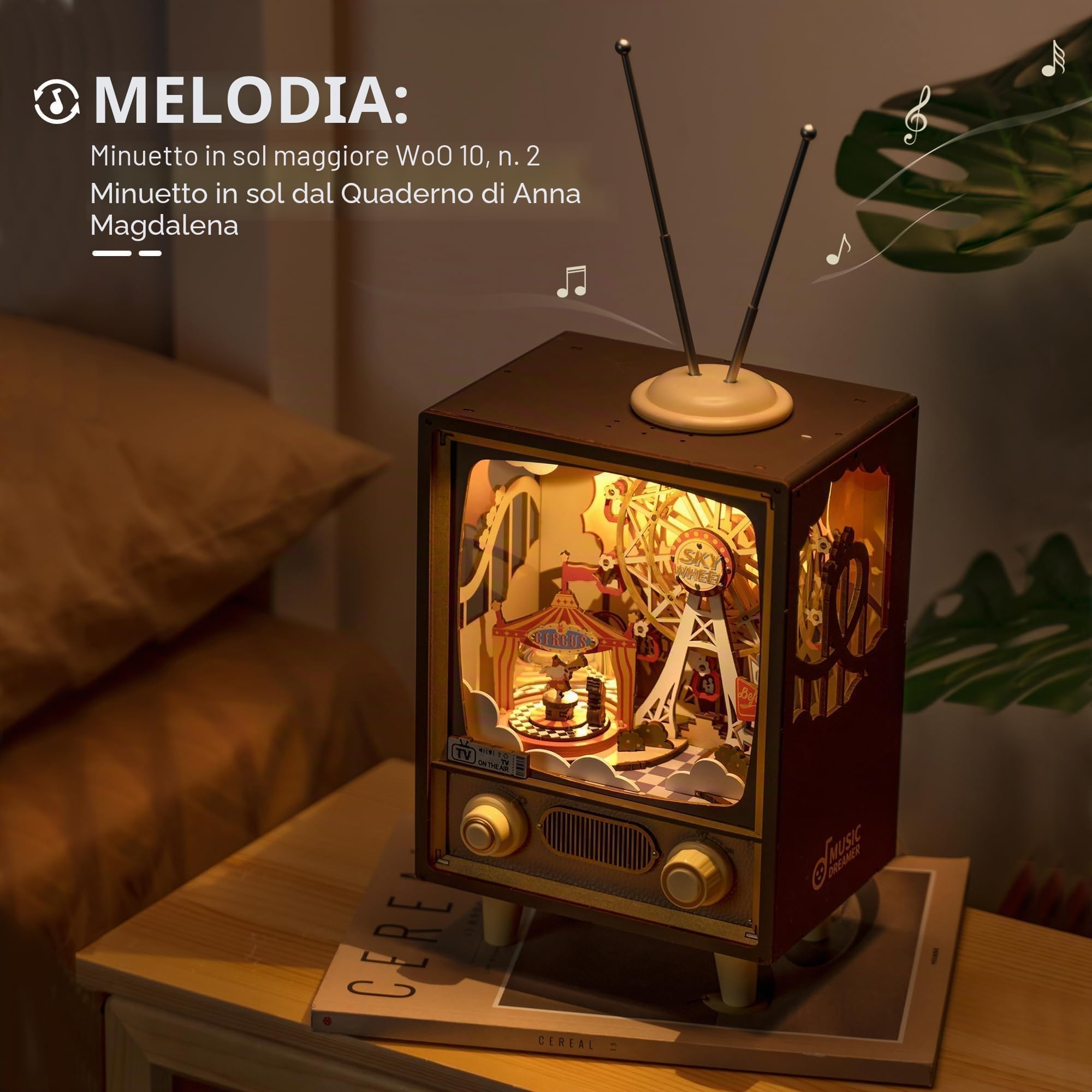 RoWood Puzzle 3D Carillon e Luce Notturna in Legno | Modellismo da Costruire Modellini da Costruire per Adulti | Regali di Natale di Compleanno per Adulti Adolescenti
