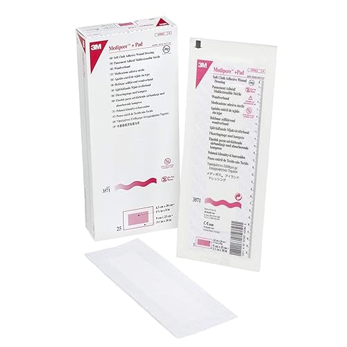 3M Medipore +Pad - Apósito adhesivo para heridas de tela suave, estéril, blanco, 3 1/2 x 10 pulgadas, 1 unidad, 100 paquetes, 100 en total