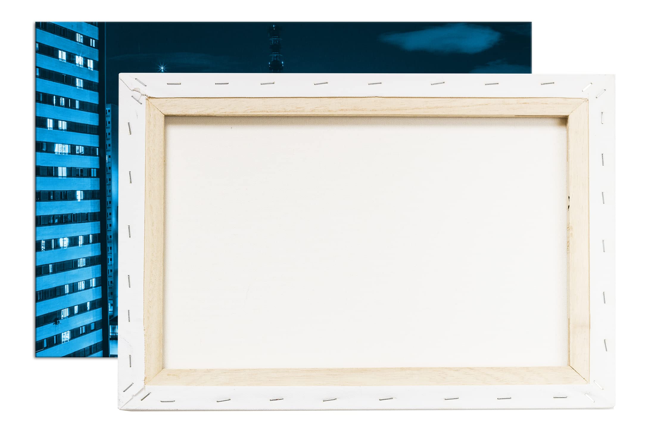Strade luminose della città, formato: 120 x 80 cm, effetto: disegno come tela, motivo già incorniciato su telaio in vero legno, stampa digitale di alta qualità con cornice, nessun poster o poster