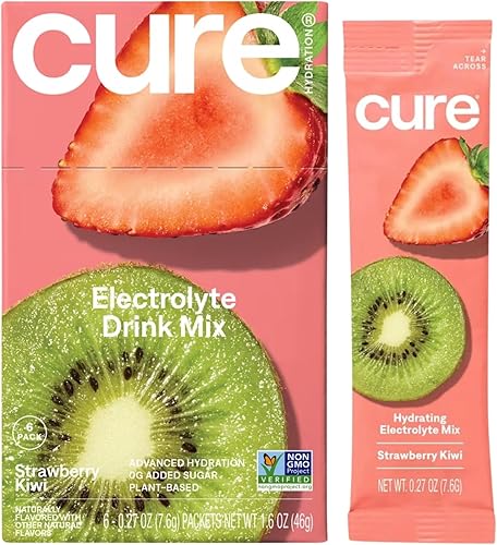 Cure Hydration Mezcla de bebida de electrolitos a base de plantas  Sin azúcar añadido  Alivio de la deshidratación  Polvo de agua de coco  Elegible