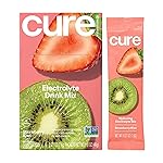 Cure Hydration Plant-Based Electrolyte Drink Mix | No Added Sugar | Dehydration Relief | Coconut Water Powder | FSA-HSA Eligible | Non-GMO, Vegan | 8 Packets - Strawberry Kiwi