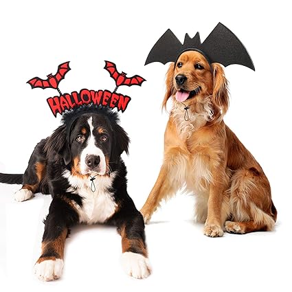 Rypet Dog Bat Costume 2PCS - Dog Bat Wings Headband Halloween Dog Costumes for Medium and Large Dogs