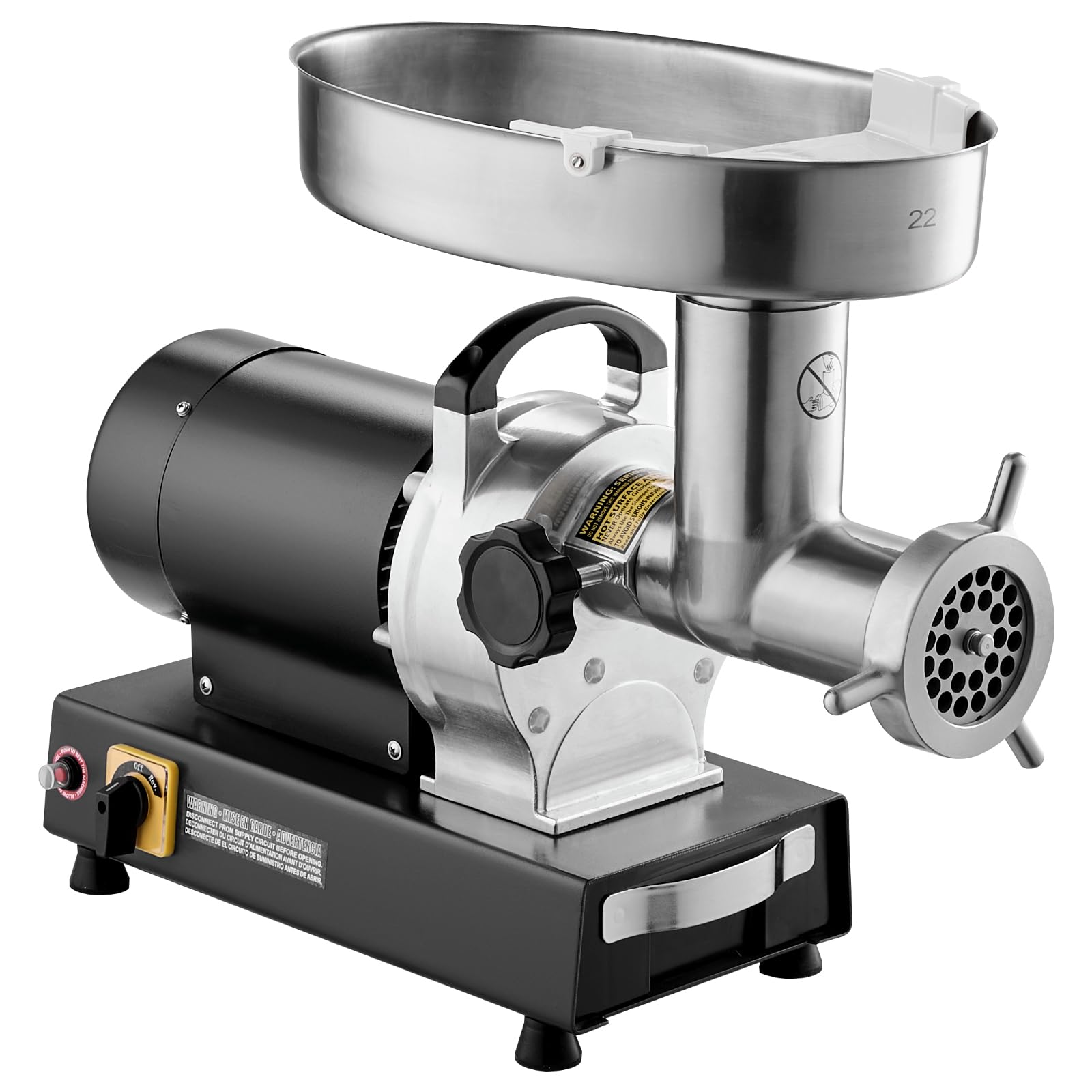 VEVOR Tritacarne Elettrico, Capacità 6,35 kg/min Tritacarne Industriale da Banco con Lama, Piastra di Macinazione, Macchina per Salsicce, Tritacarne Commerciale in Acciaio Inossidabile per Cucina