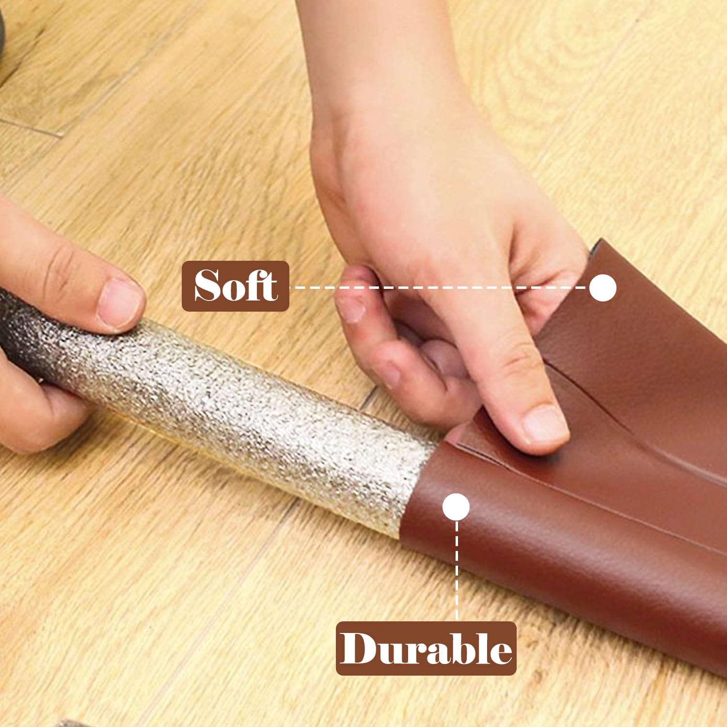 Under Door Gap Filler 37in/96cm Door Bottom Seal Draft Excluder for Doors Seal Strip Doors Adjustable Soundproof Draught Excluder for Bottom of Door (Brown) - Image 4