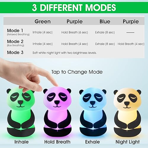 Miniatura 4 de Calm Collective Peaceful Panda - Luz de entrenamiento de respiración para calmar el estrés, artículos de alivio de la ansiedad, juguetes para TDAH,