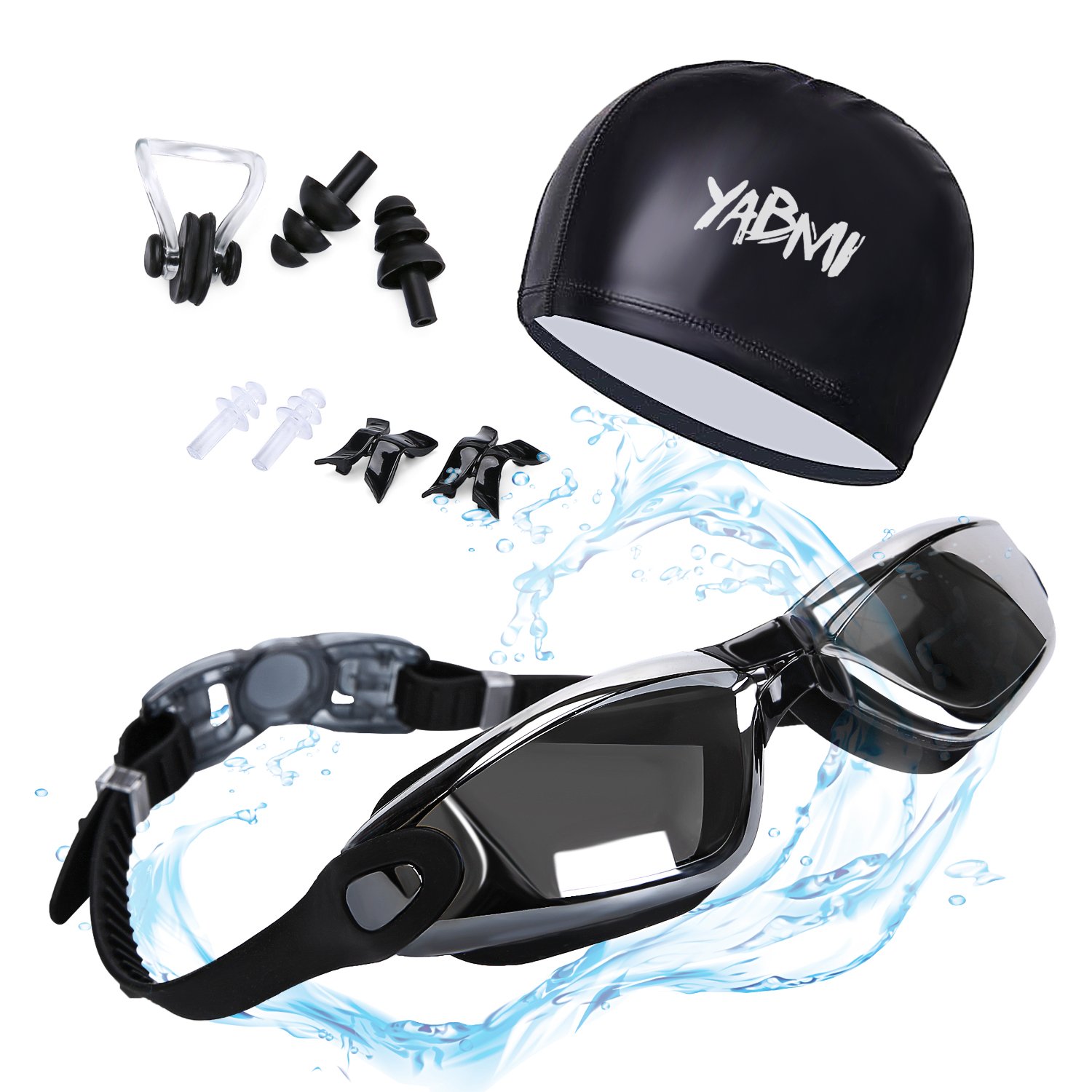 Buy Yabmi Swimming Goggles + Swim Cap + 3 Interchangeable Nose Bridge