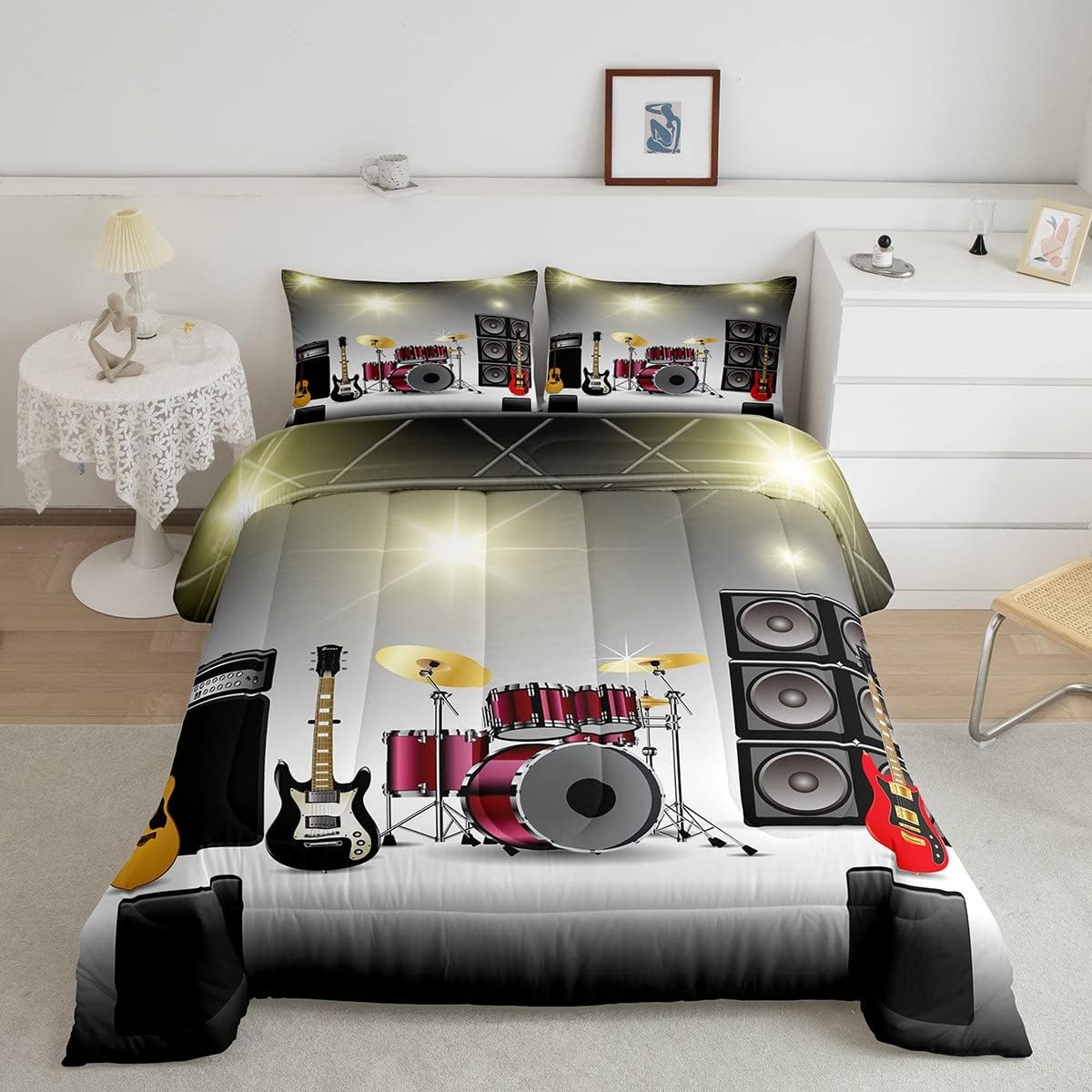 Feelyou Rock Music Theme Bedding Set Guitar Speaker