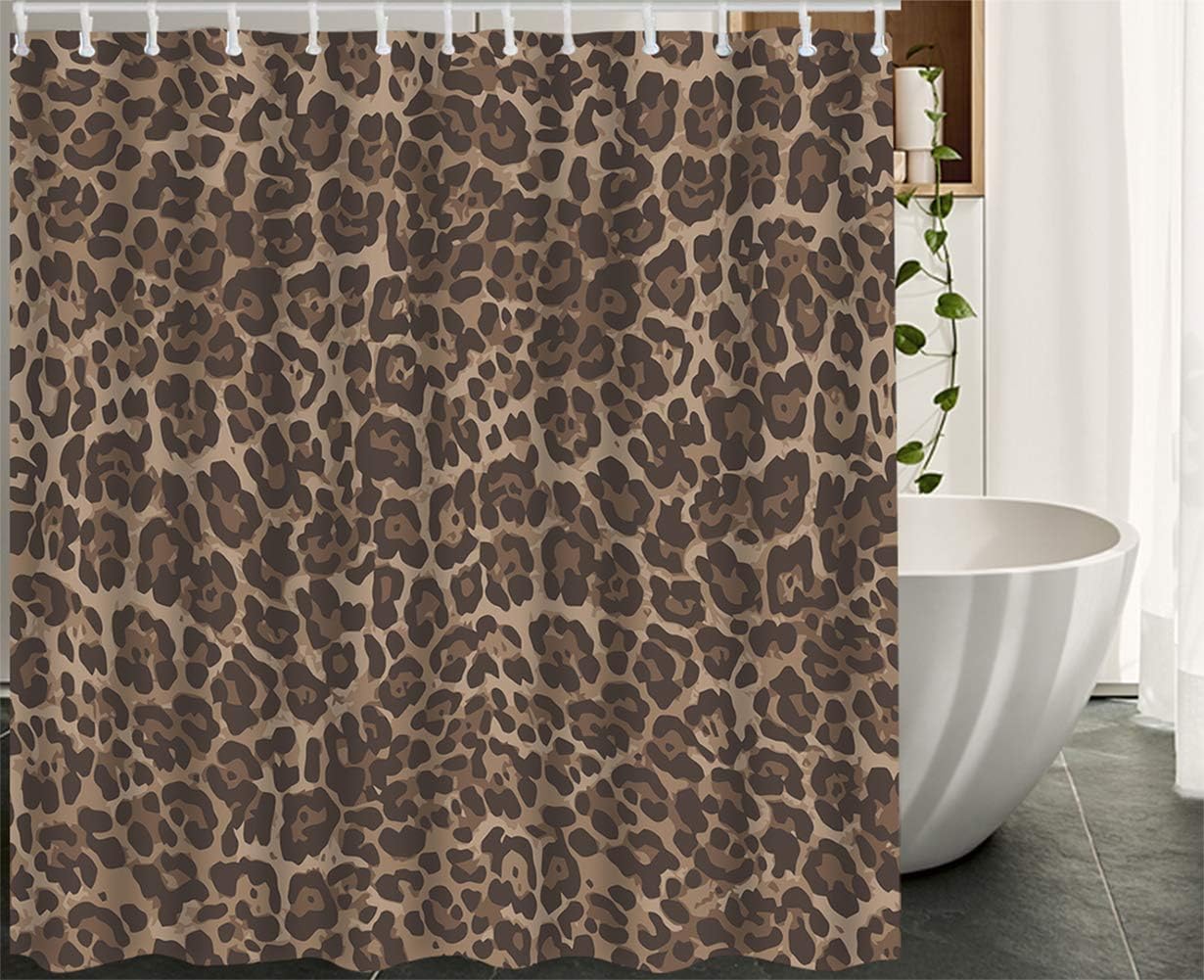 HGOD DESIGNS Leopard Shower Curtain,Vintage Animal Skin