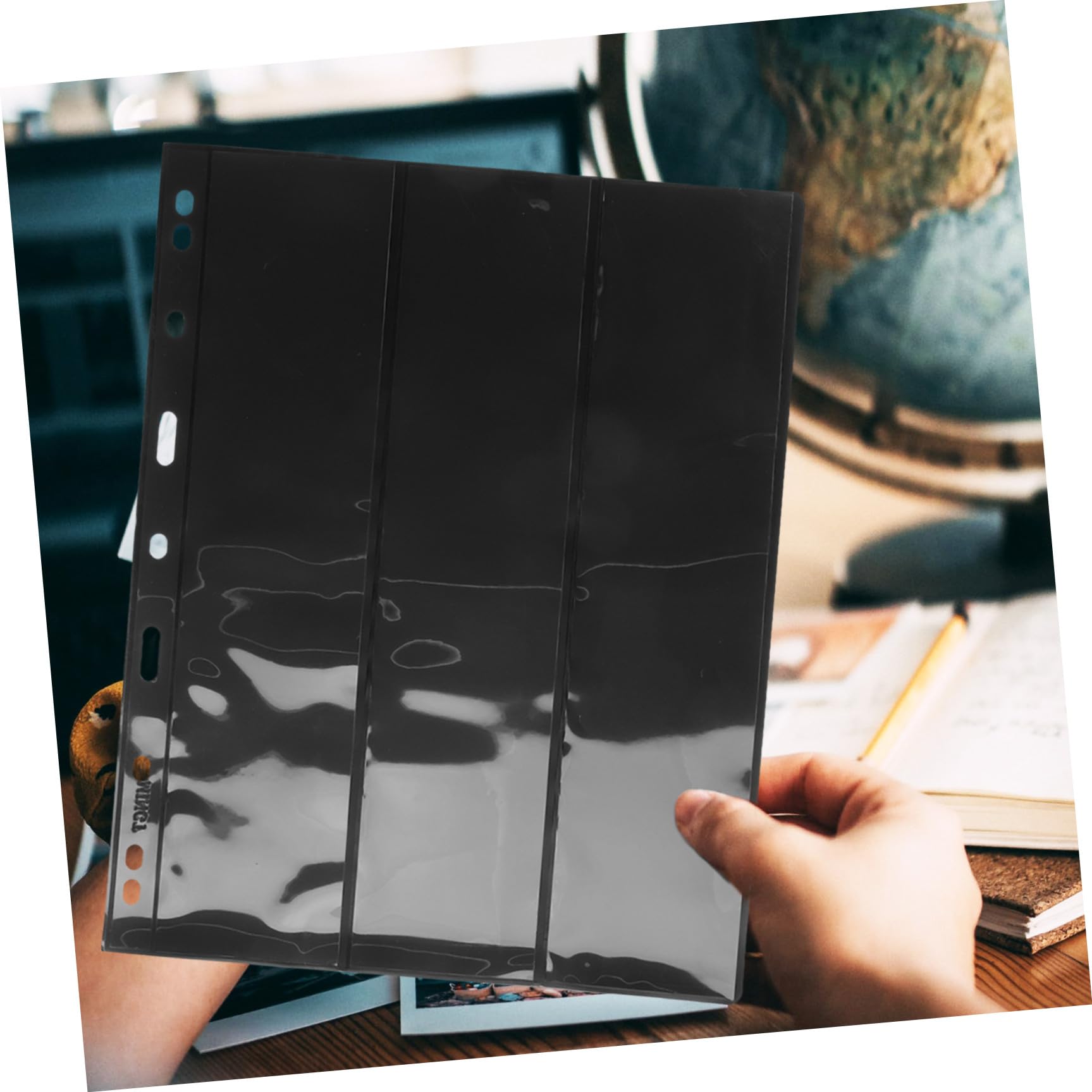 IMIKEYA Pages Intérieures Pour Album De Timbres 10 Pièces Fond Noir Pochettes Réutilisables 3 Emplacements Pour Collection Et Présentation De Timbres