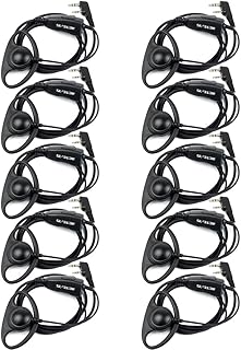 Retevis Case of 10, Walkie Talkies Earpiece with Mic 2 Pin D-Type Headset Compatible with Baofeng UV-5R BF-888S H-777 RT22 RT27 RT-5R Kenwood 2 Way Radios(10 Pack)
