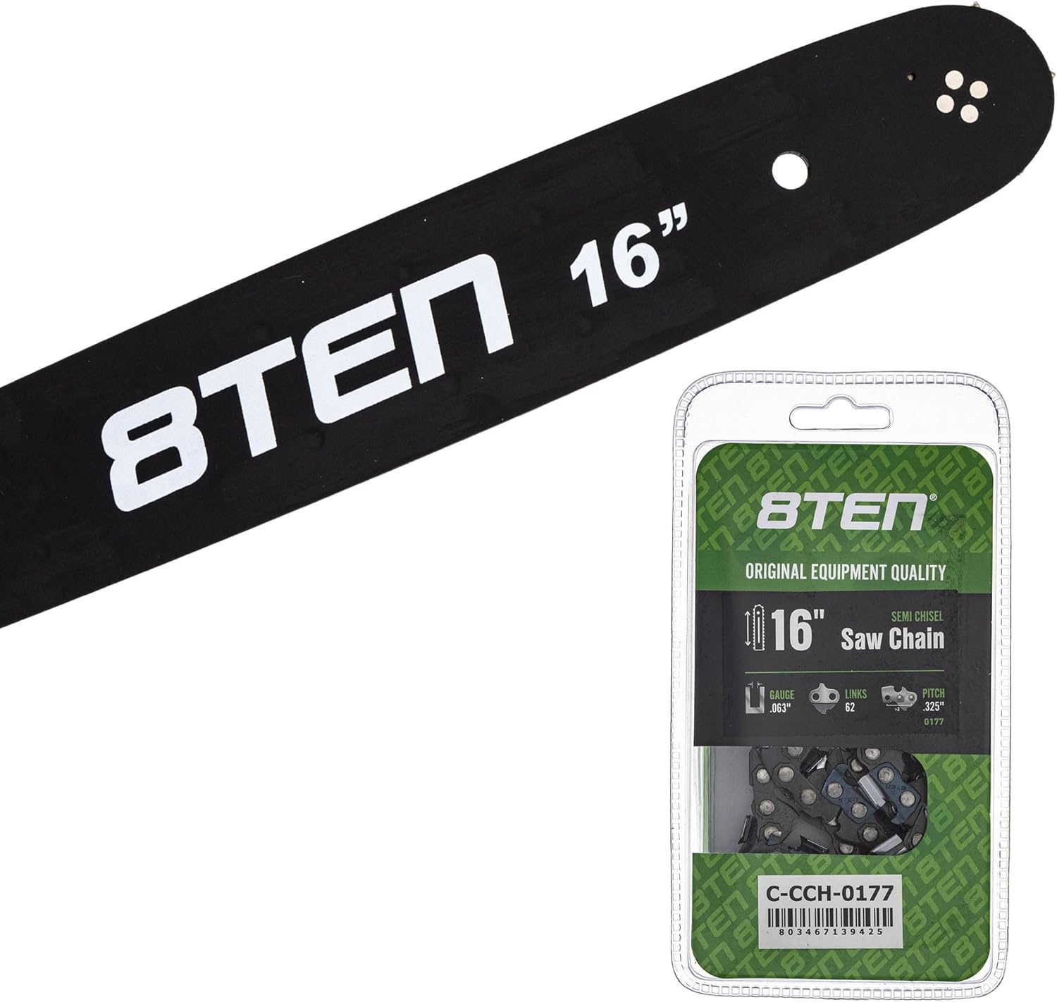 8TEN 16" Chainsaw Guide Bar & Chain .064 13/40 62DL for Stihl 017 25 Homelite 30050004713 26RS62E