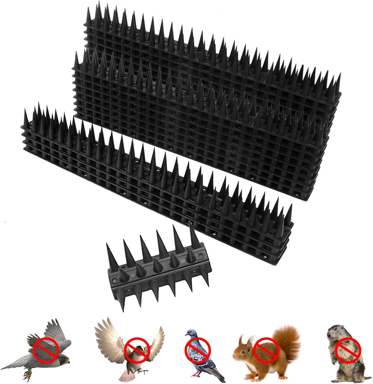 Bird Spikes 24 Pcs Bird Deterrent, 35.43ft Raccoon and Squirrel Deterrent, for