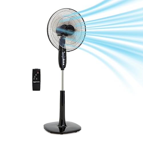 Amazon Basics 16" Pedestal Fan with Remote, Floor Fan, Standing