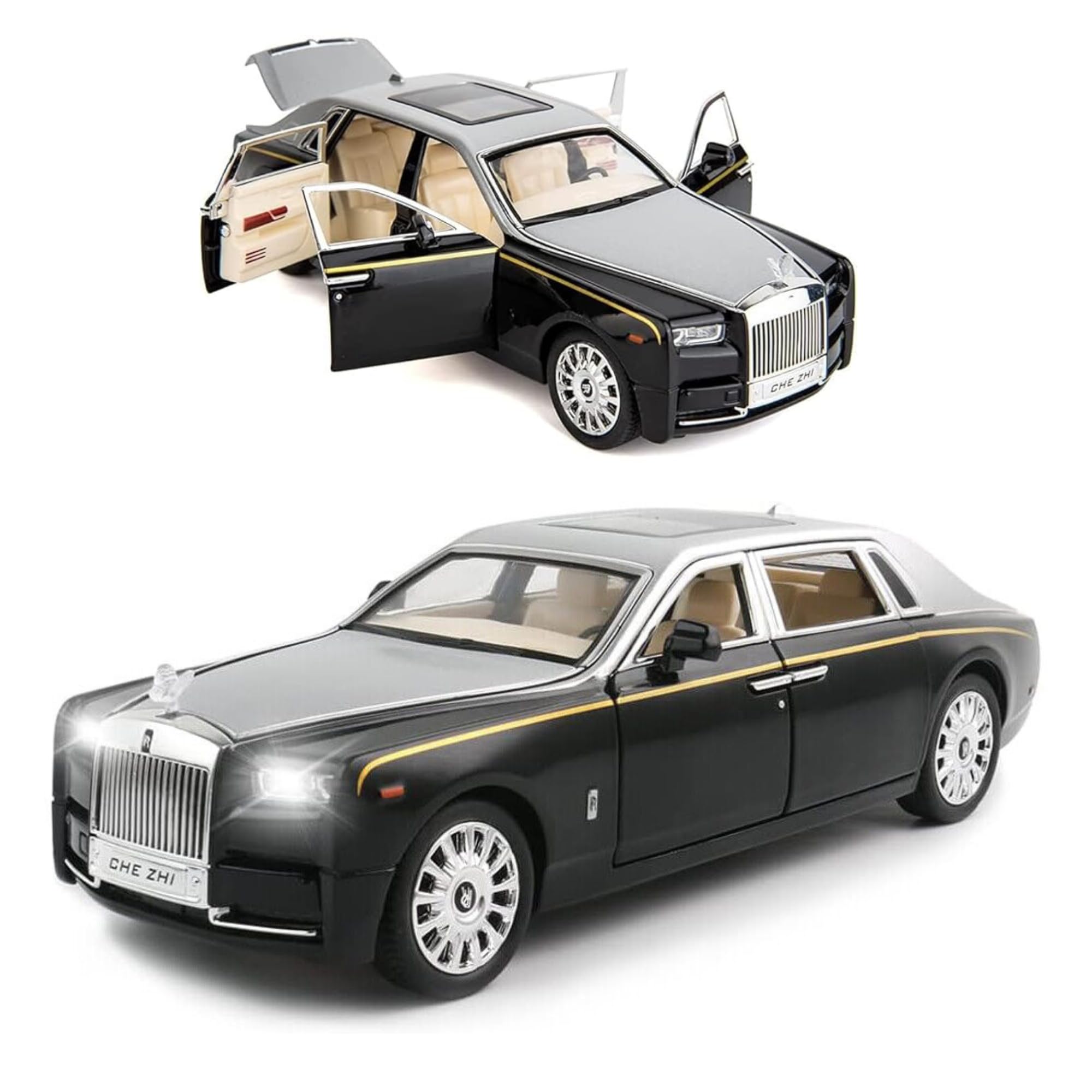 TOYS 4 FANTASY Rolls Royce Phantom 1:32 Scale Model Die-Cast Metal Pullback Toy Car with Openable Doors & Light Music Best Gifts for Boys, Girls & Collectors 【Colors as Per Stock】