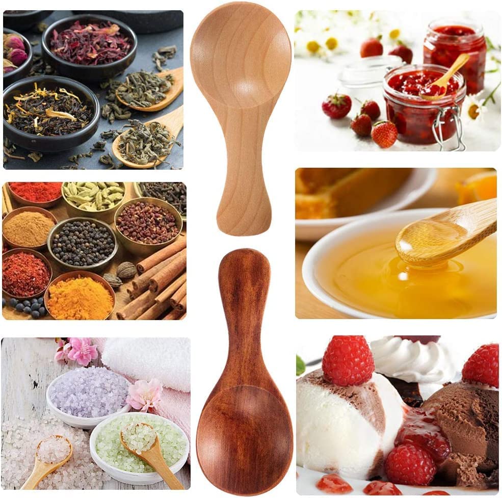 Image of Wooden Spice Spoon, Natural Wood, 7.7cm Length, Kitchen Utensil for Spices and Seasonings