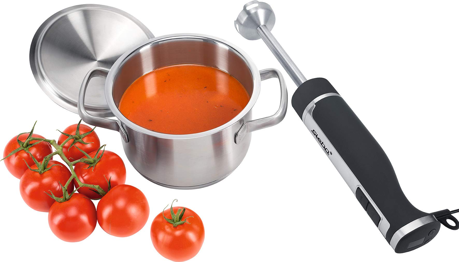 Juego de batidora de mano Steba, 7 accesorios, piezas aptas para lavavajillas, incluye caja para guardar las cuchillas y jarra de 800 ml. MX 40.