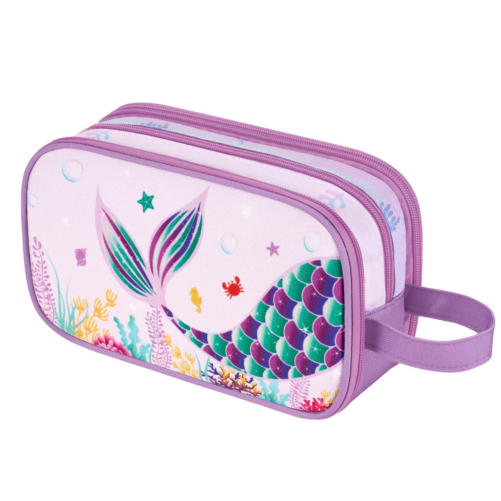 WAWSAM Neceser Viaje de Sirena - Neceser Infantil Bolsa de Aseo para Niño/Niña Cámping Viaje Hogar Resistente al Agua Portátil Dopp Kit Cumpleaños Vocación
