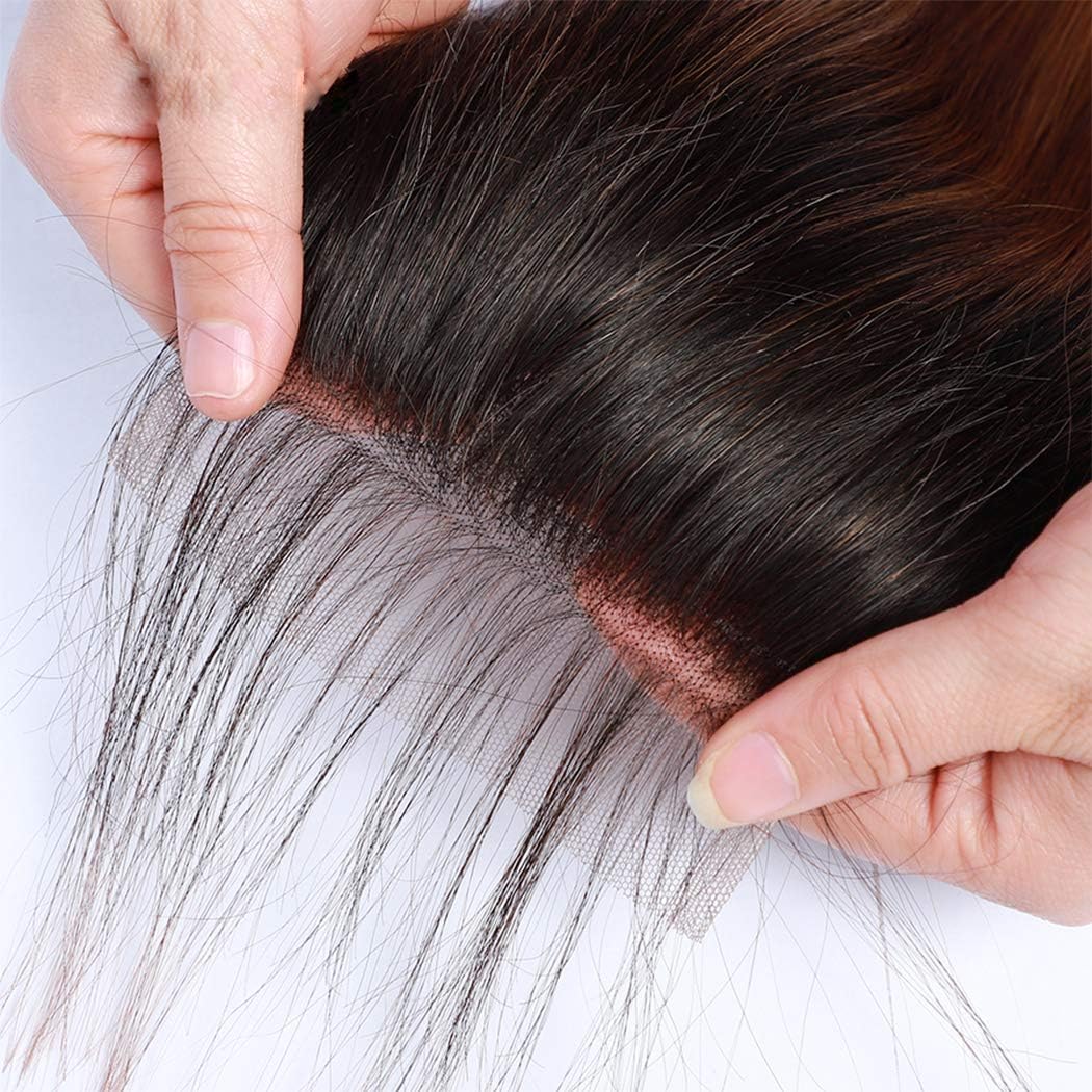 Human Hair Lace Closure 4x4 Ombre 1B/30 Brown Straight Pre Plucked Baby Hair 4x4 Transparent Free Part Lace Closure 20 Inch Soft Remy Weave For Woman - Image 4