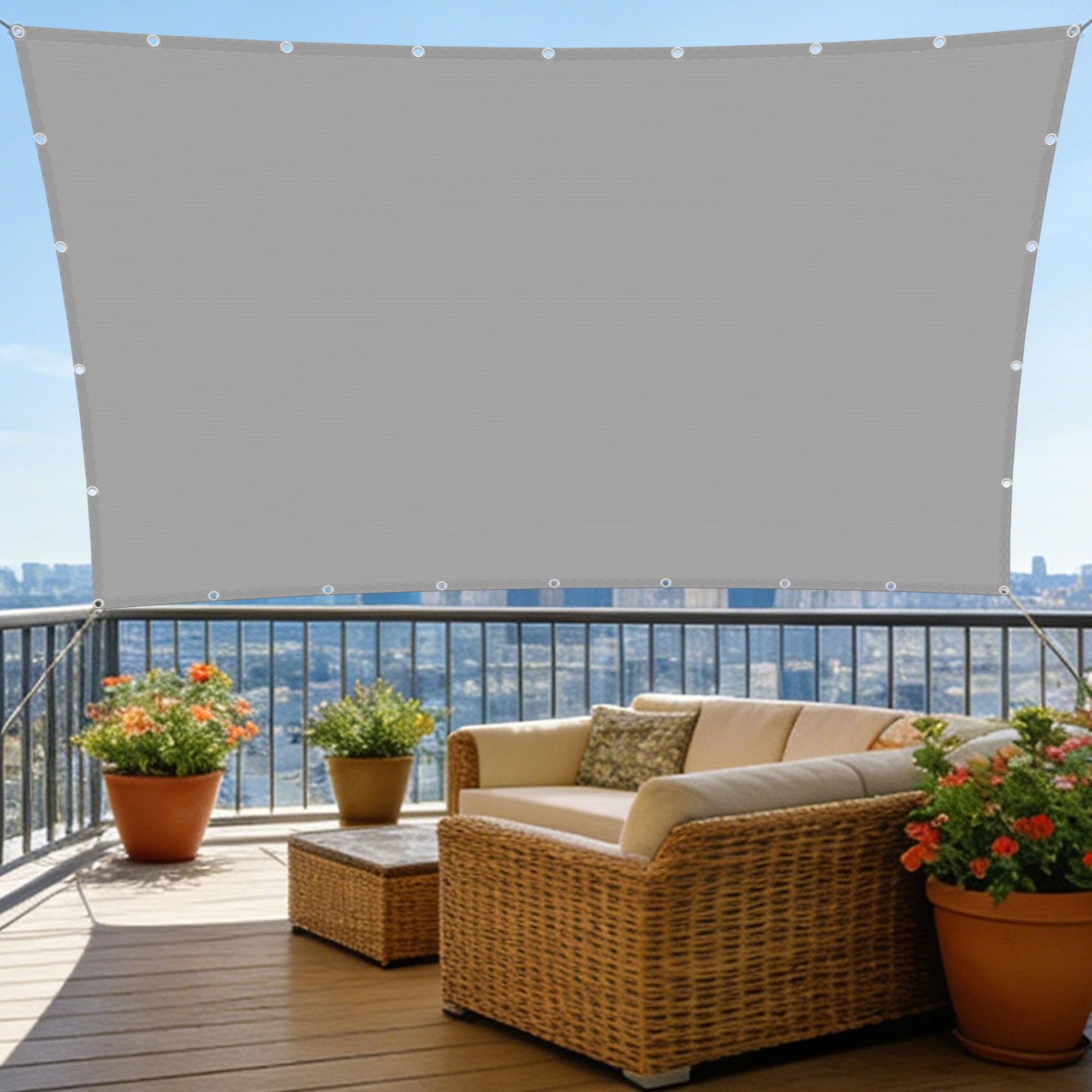 Toiles d'ombrages contre la chaleur de balcon 200x360 cm gris clair