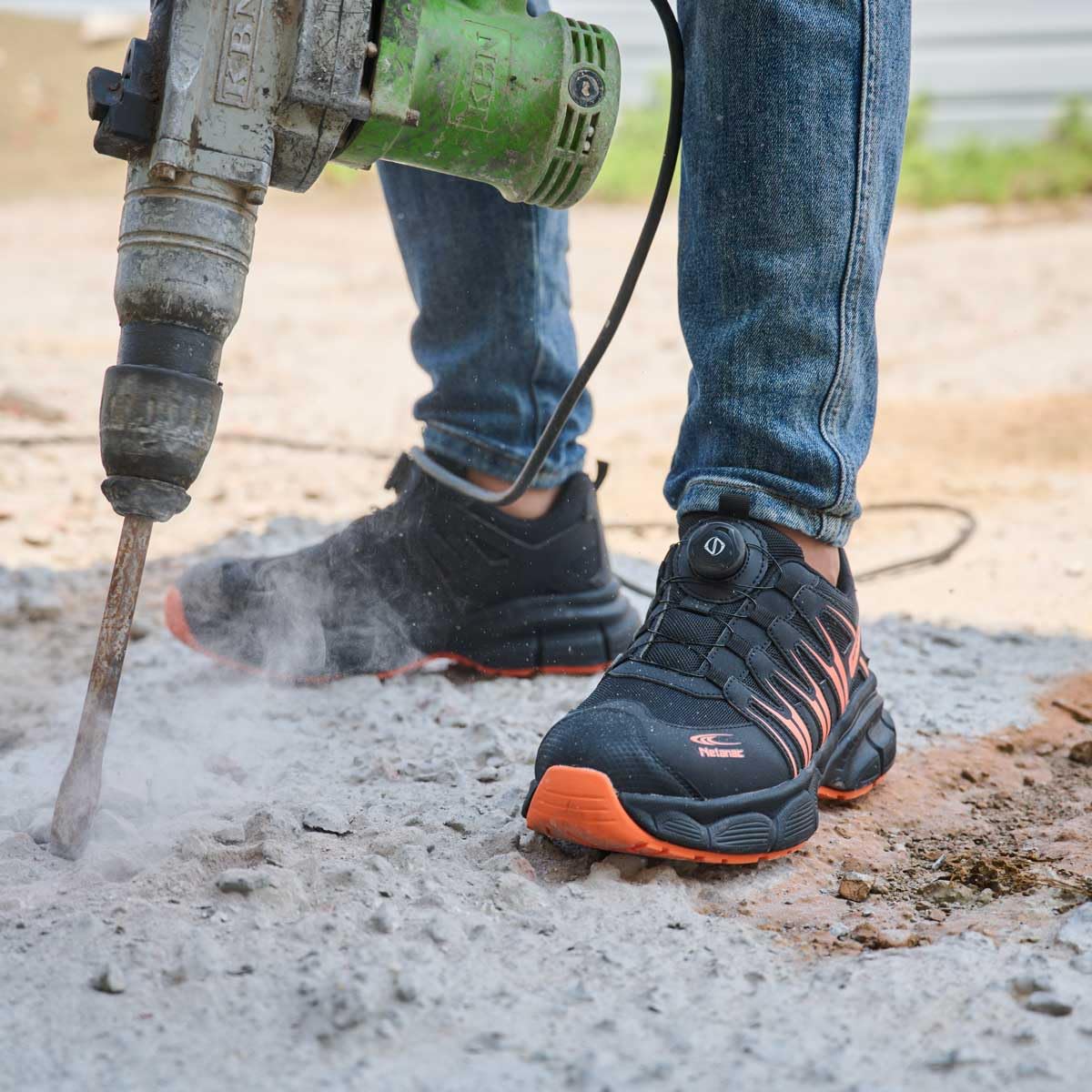 Zapatos de seguridad con puntera de acero para hombres y mujeres, zapatos de trabajo anchos transpirables con suela suave duradera, antideslizantes y cómodos para construcción industrial