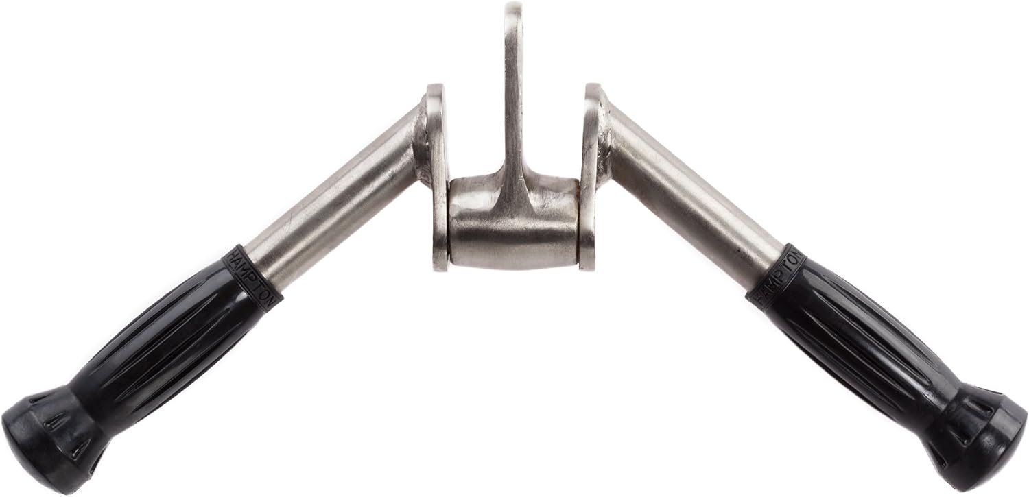 Hampton Fitness Tricep Full Extension Chrome Bar with Urethane Ergo Grip Revolving