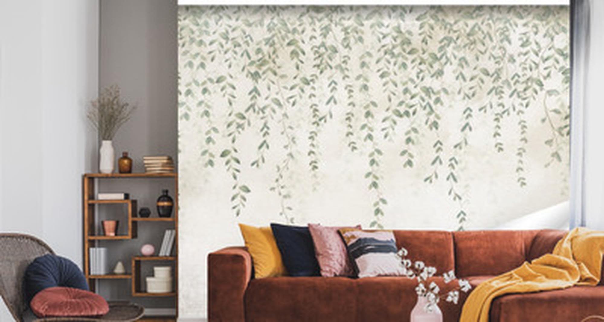 Muralo Carta da Parati 3D, Foglie - 312x219 cm | Rivestimento murale decorativo disponibile in tessuto non tessuto o autoadesivo, stampa nitida, posa facile, arredo moderno
