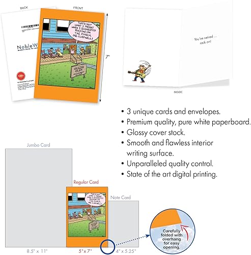 Miniatura 2 de NobleWorks Paquete surtido de 3 divertidas tarjetas de felicitación de jubilación con sobres (3 diseños, 1 cada uno) Work No More VC10223RTG-C1x3