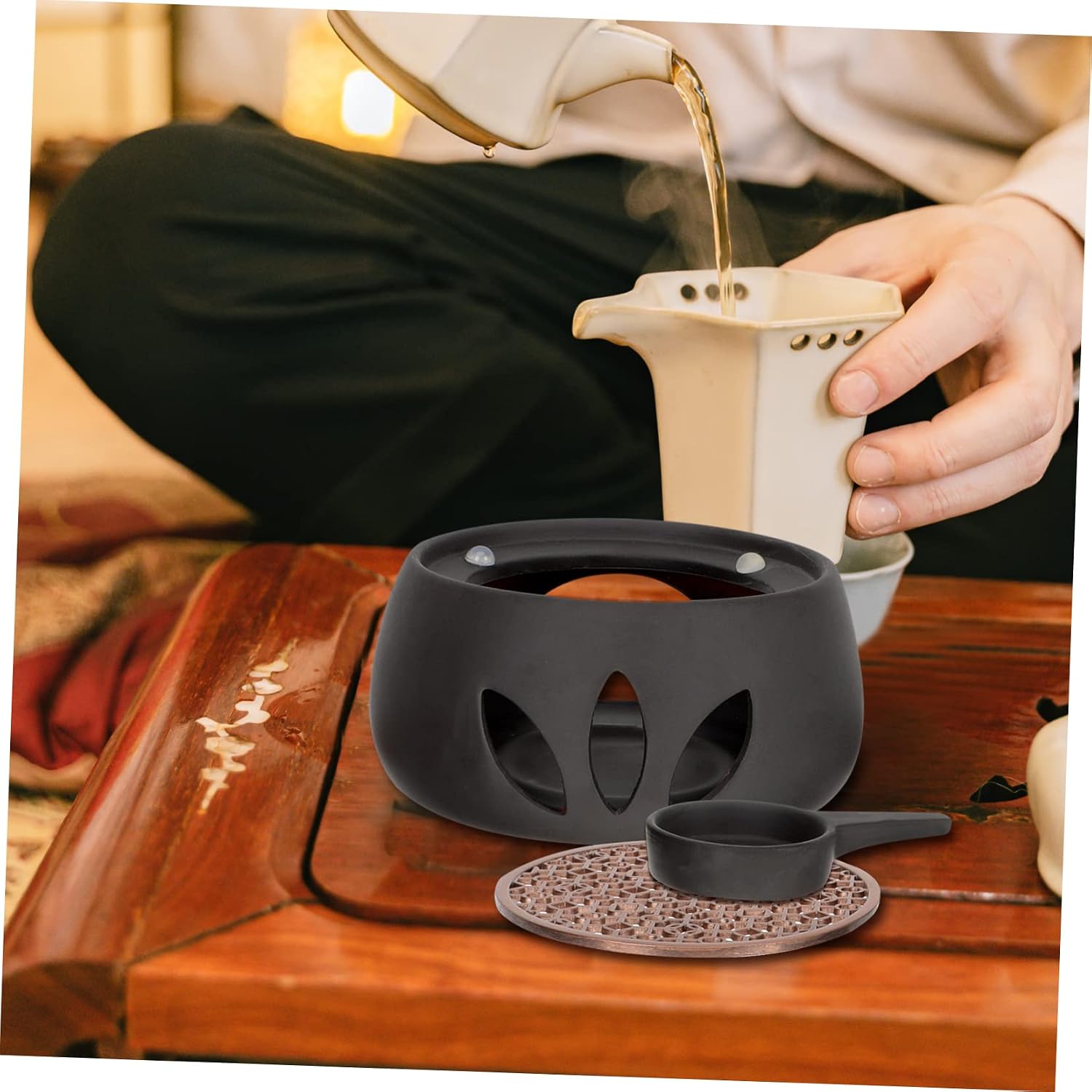 Hemobllo Teapot Warmer Set Tea Heating Stove Home Tea Warmer Modern Teapot Insulation Base for Kitchen
