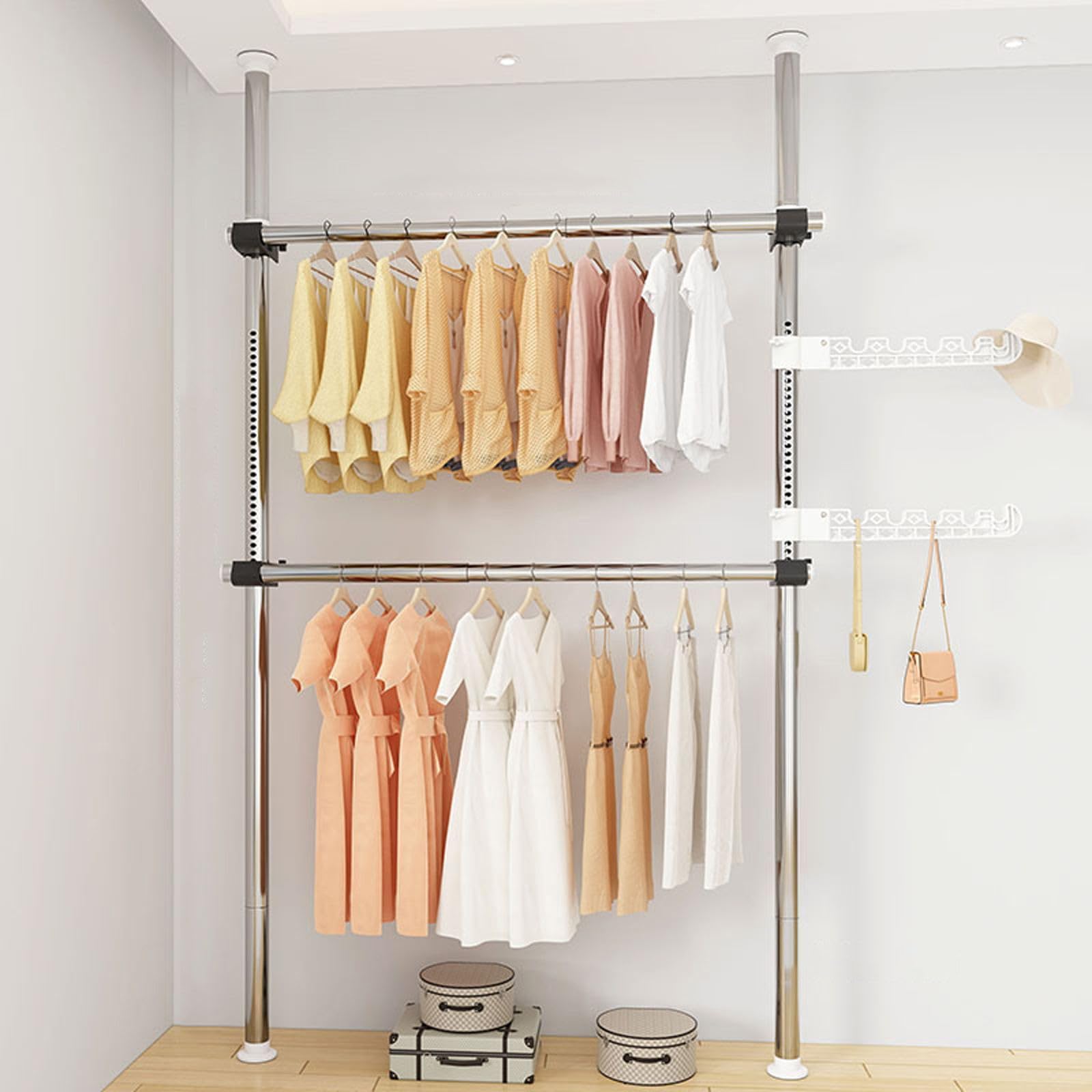 Ropa telescópica ajustable para vestidores modulares en dormitorios pequeños