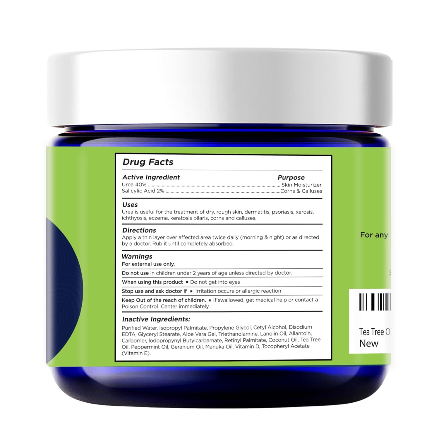 FOOT CURE Tea Tree Oil Foot Cream - Moisturizing Athletes Foot Care For Dry Cracked Feet Cream - Heel & Callus Removal, Toenail Treatment, Ringworm Itchiness Relief - Foot Cream, 2 ounce (Pack of 1) - Image 2