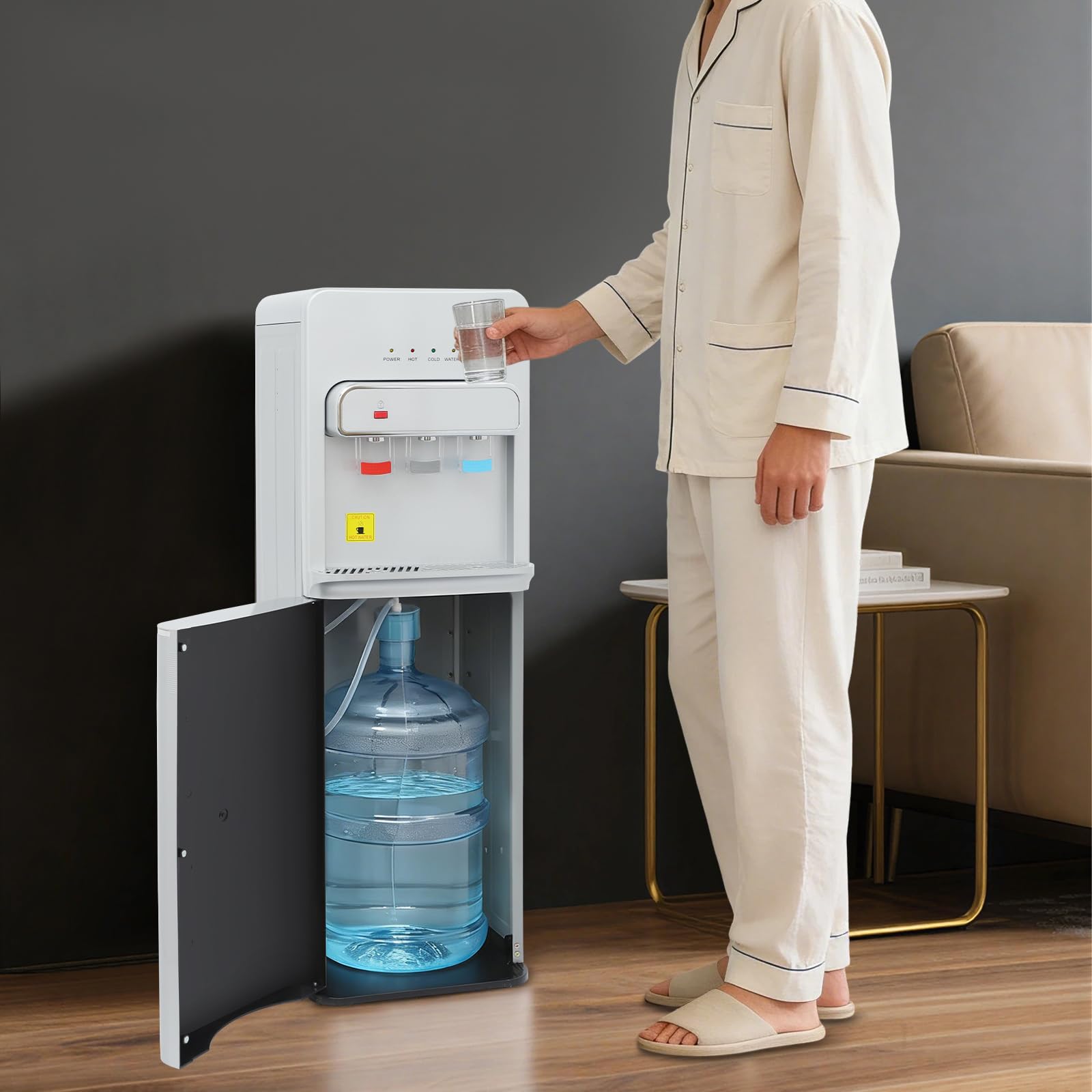 Fuente de agua caliente y fría 3 en 1 fuente de agua de oficina con 3 temperaturas, dispensador de agua de carga inferior, máquina de bebida ultrailenciosa para el hogar de la oficina