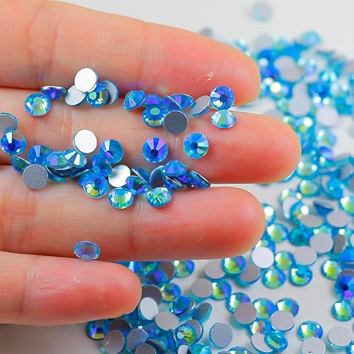 Miniatura 3 de Blingirl ss20 Diamantes de imitación de cristal aguamarina AB no termofijados, 1440 piezas de diamantes de imitación de cristal con revestimiento AB