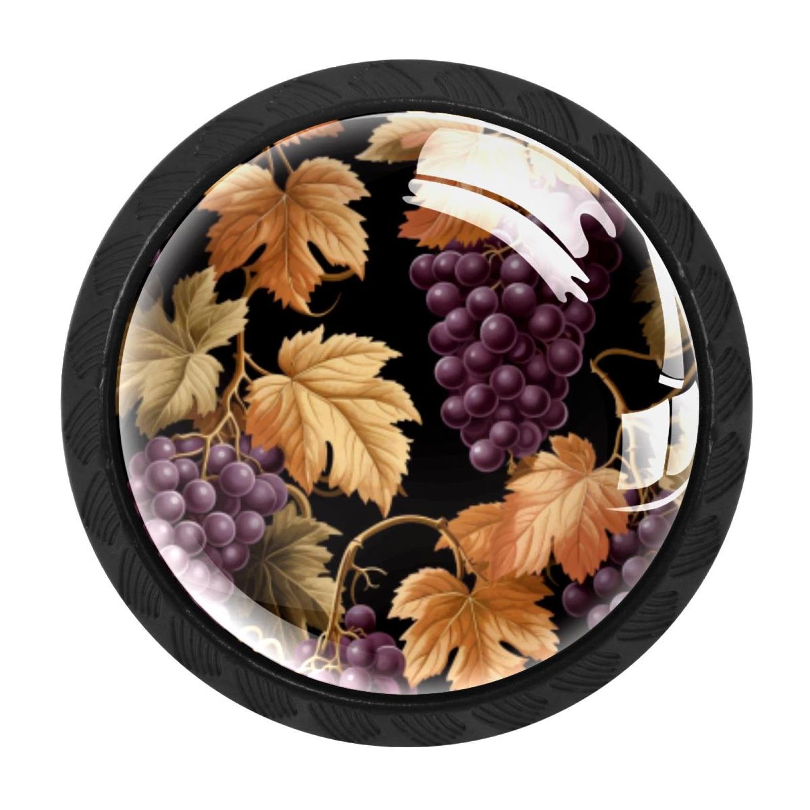 CHENZZZZ 4 Pieces Thanksgiving Grape Drawer Knobs, 35mm Black Cabinet Knobs, Drawer Pulls and Knobs, Dresser Drawer Knobs, Cabinet Hardware Kitchen Cabinet Knobs