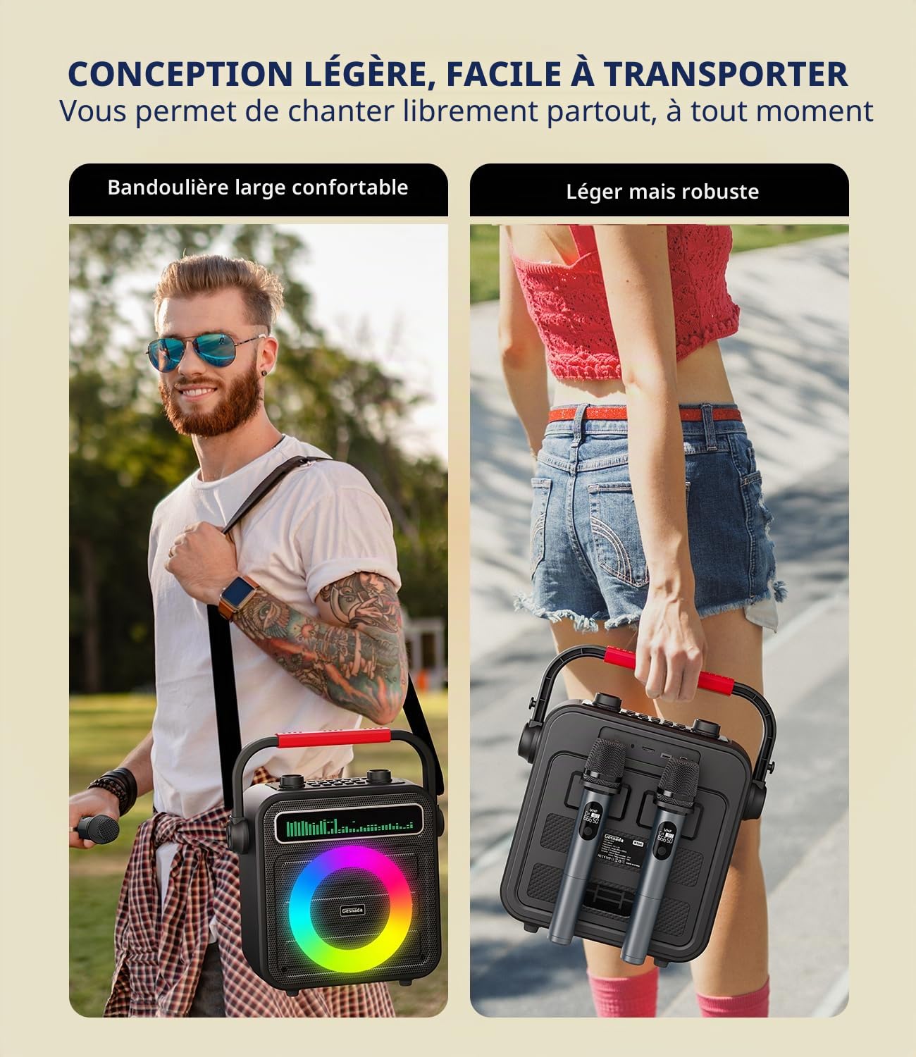 Karaoke Adulte Professionnel - Enceinte Bluetooth Puissante avec 2 Micros sans Fil, Système PA Portable (Bluetooth/TF/USB/AUX/TWS) Enfants/Famille/Amis