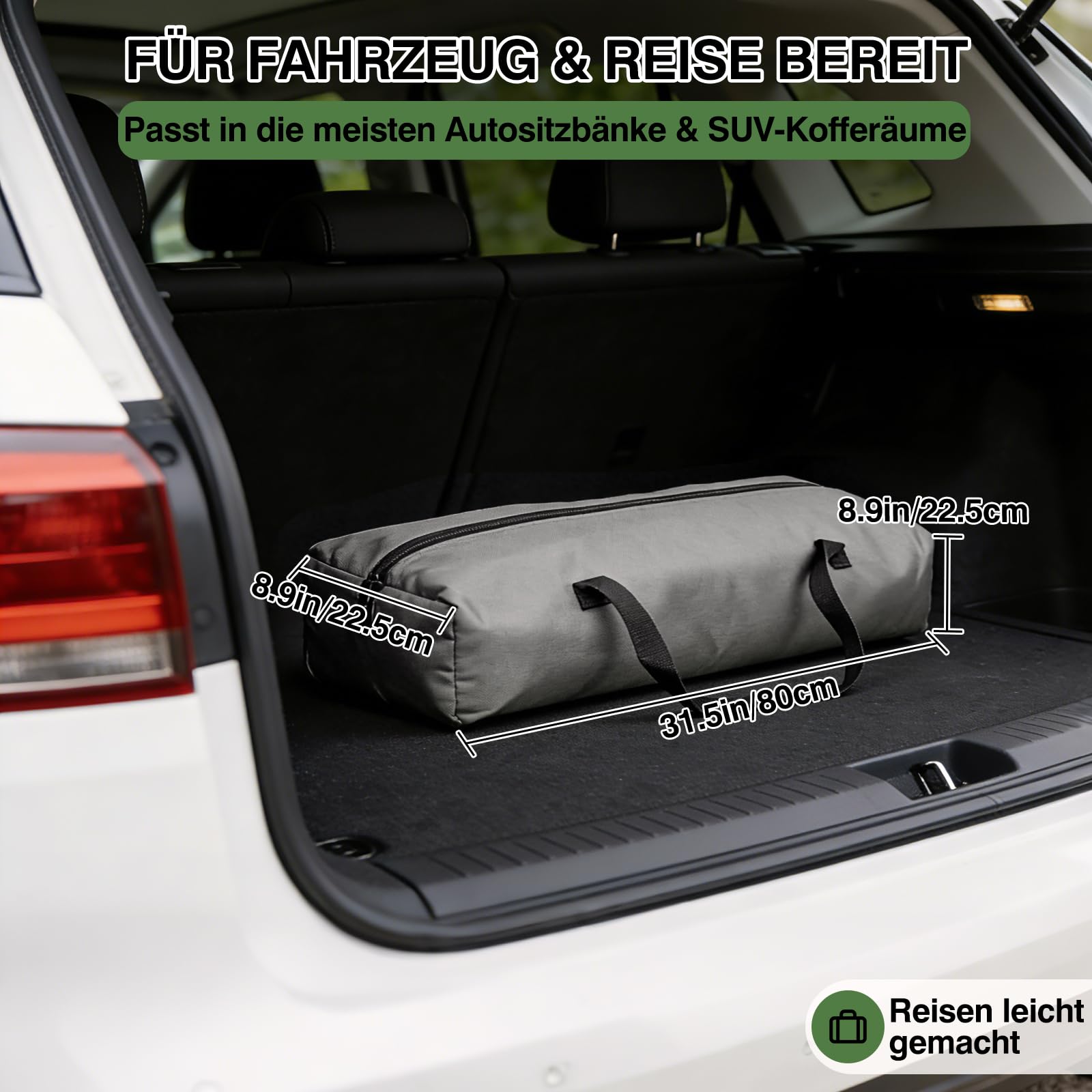 derimkcoa 106 * 78 * 78CM Hundebox faltbar, Hundetransportbox Auto für große Hunde bis 36 kg, tragbare Soft-Hundebox mit reißfesten Netzfenstern, Plüschmatte und Tragetasche,Grau