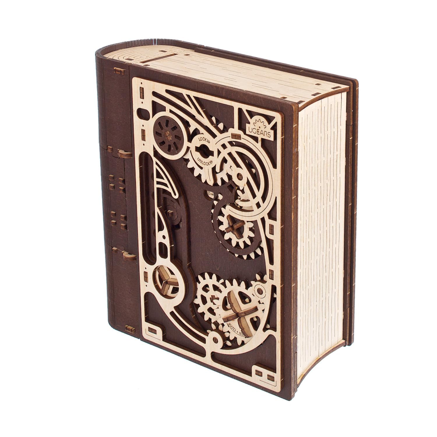 UGEARS Holzmodellbausätze zum Zusammenbauen – Buch der Geheimnisse 3D Holzpuzzles für Erwachsene mit Steampunk-Kombinationsschloss – Mechanische Puzzlebücher für Erwachsene 263 Teile