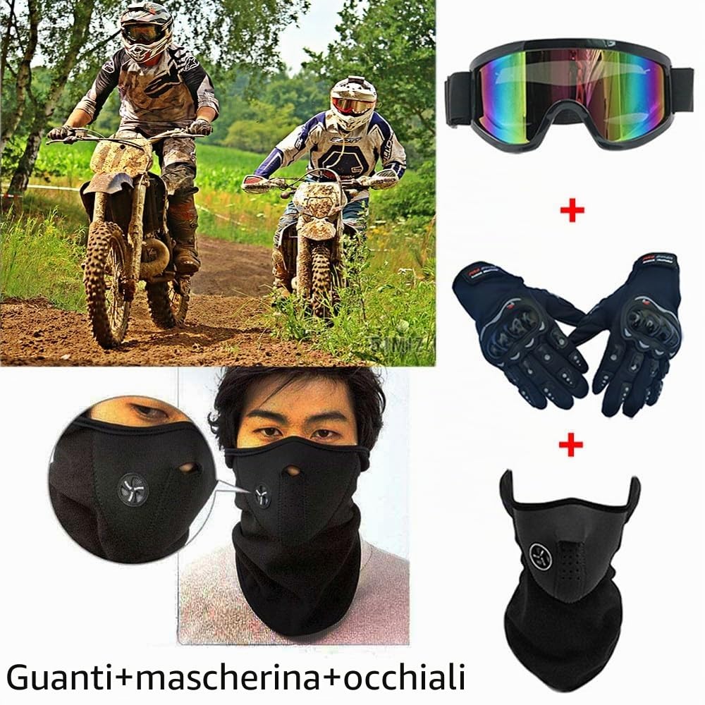 Casco Integrale da Moto Fuoristrada Per Bambini, con Occhiali, Maschera E Guanti, Per MTB, BMX, Downhill, Quad, Enduro E Cross, Omologato DOT