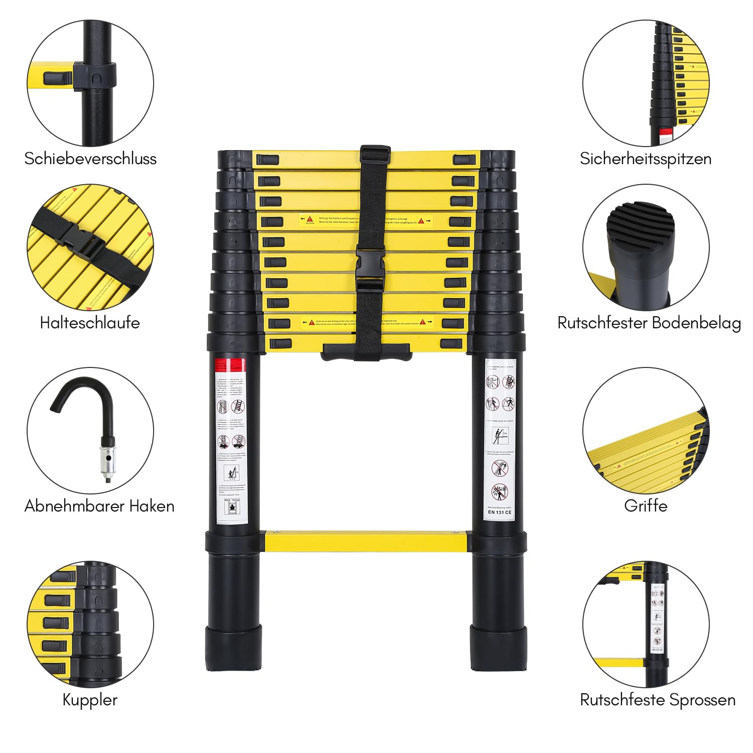 Aluminium articulate telescopic ladder