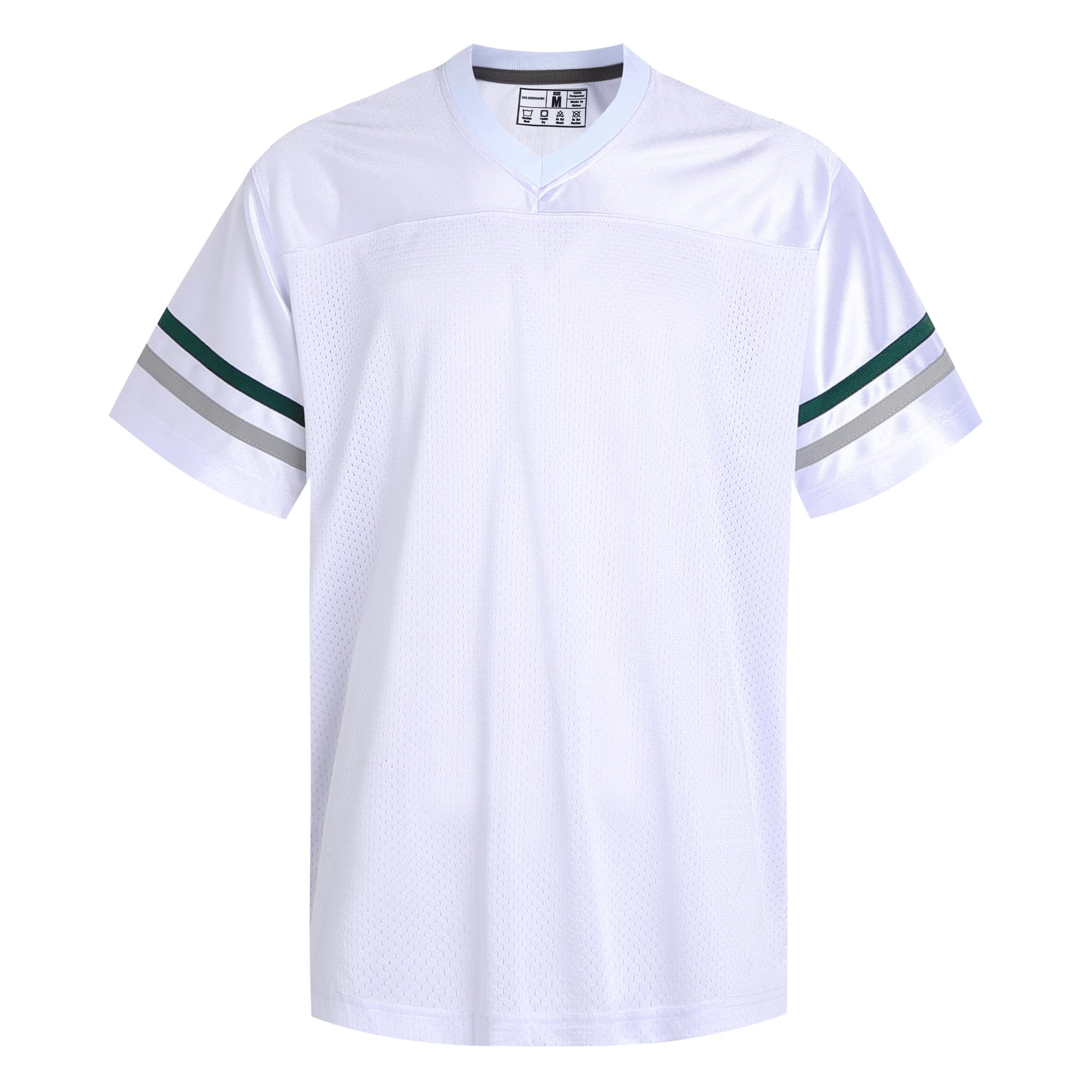 dolessismore White Football Jersey for Men Women Dad Mom Family Halloween Shirts Sports Game Athletic Tops Practice Outfits Hunter Green/Gray Stripe-White Jersey,Men Size Large