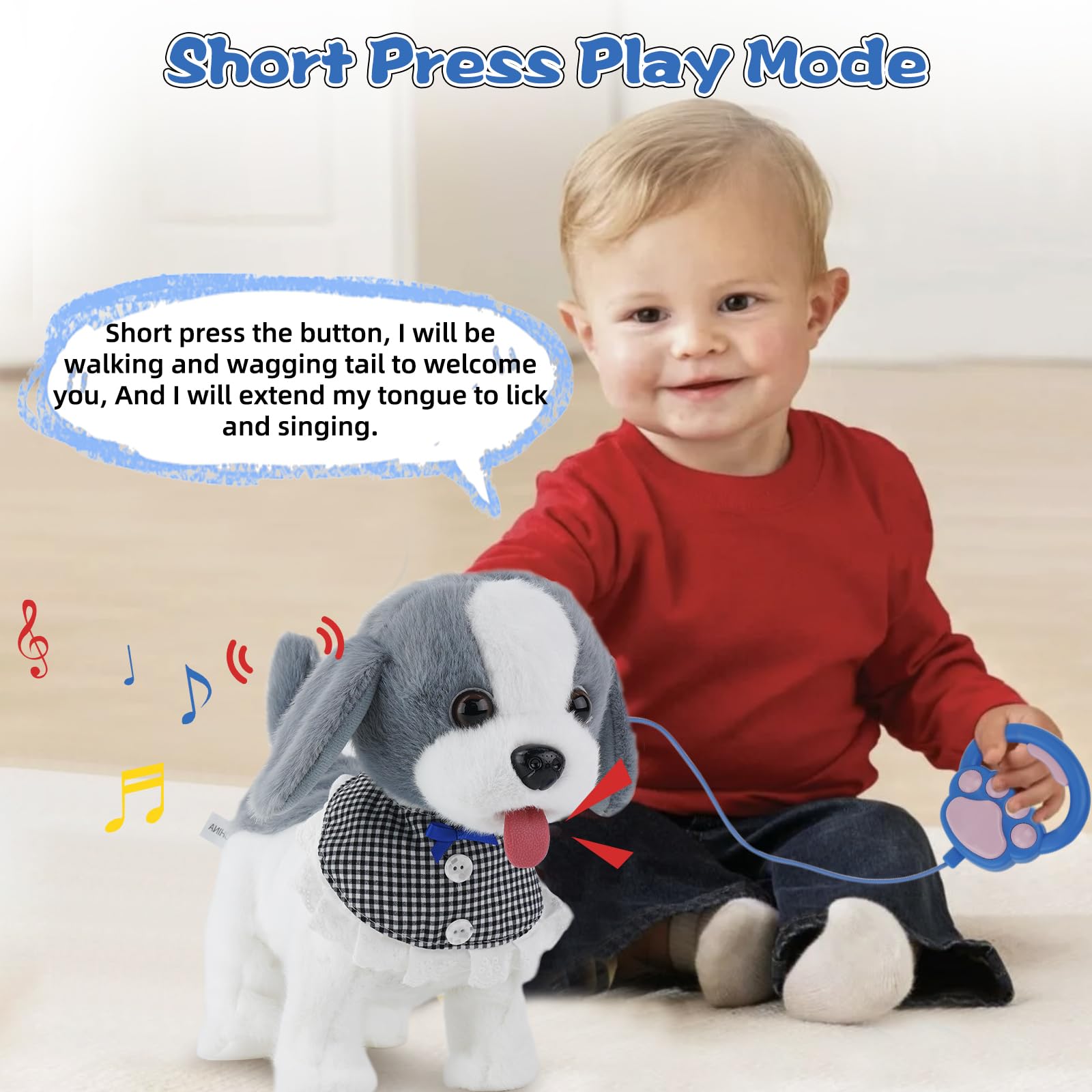 Arkyomi - Chien Robot Interactif - Parle, Marche, Aboie - Laisse Incluse - Gris