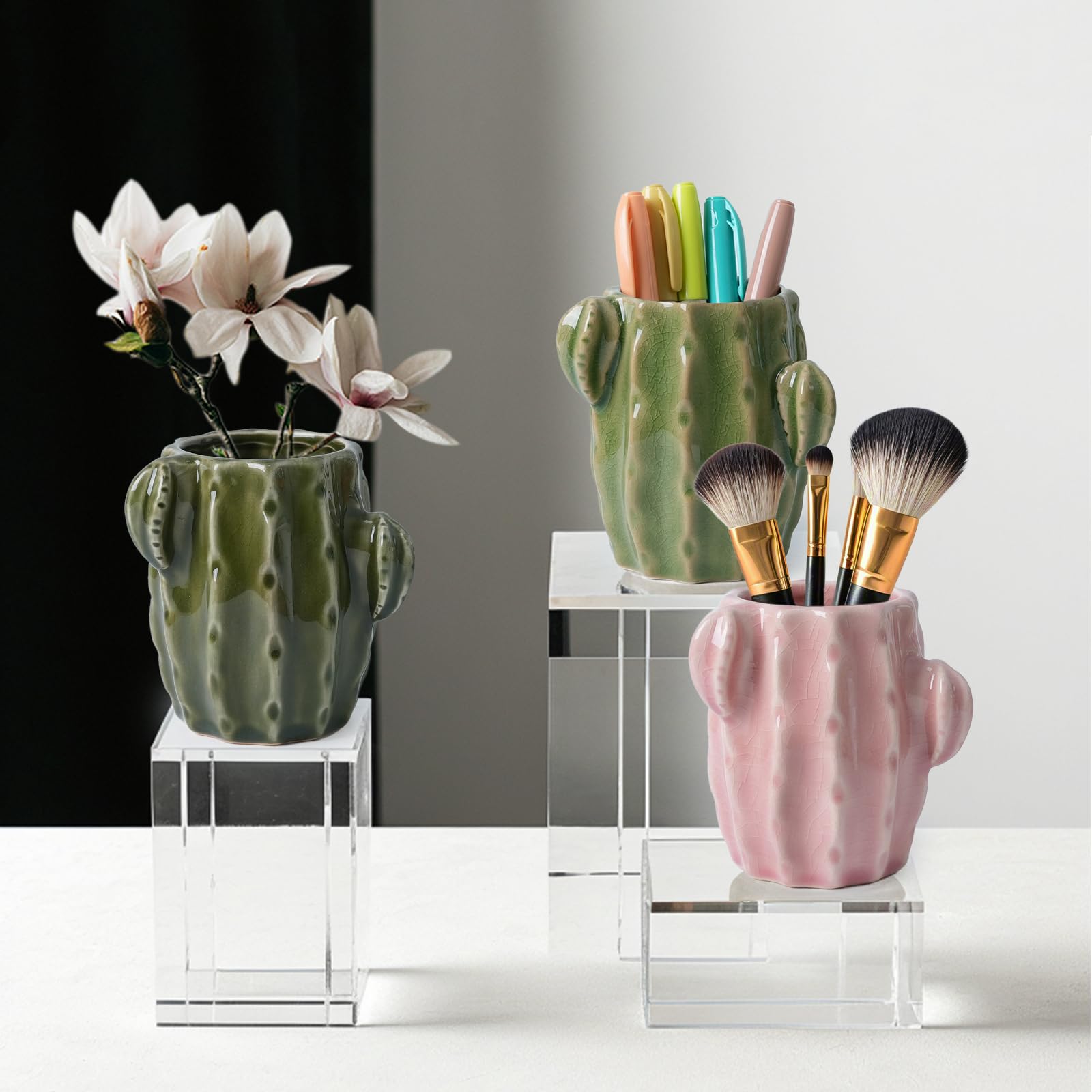 Cute Cactus Pencil Holder - Western Desk Decor -7