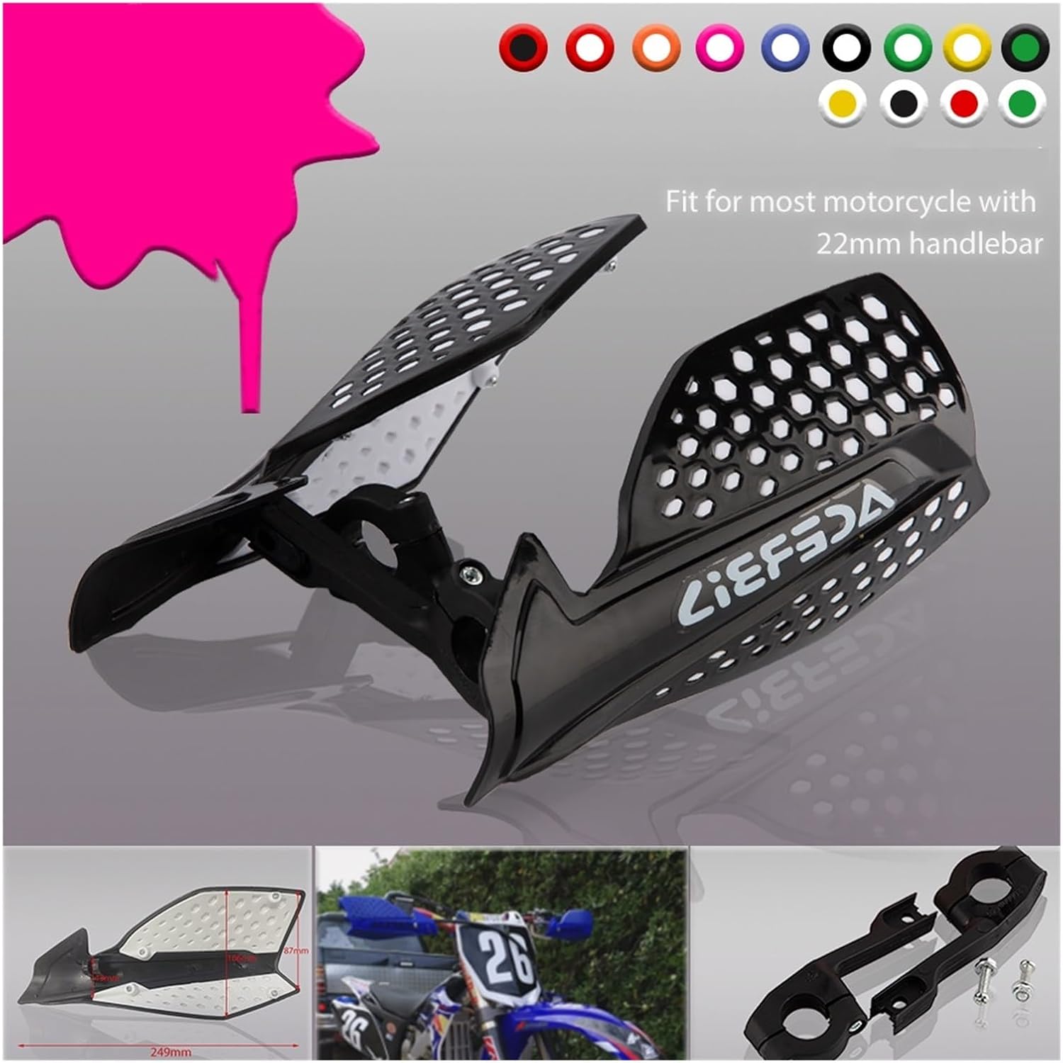 Motocross 22mm Handguard Protection Protector Handbar Protection Hand Guard Hand Guards Motorcycle ATV Quads Dirt Bike(White Yellow)